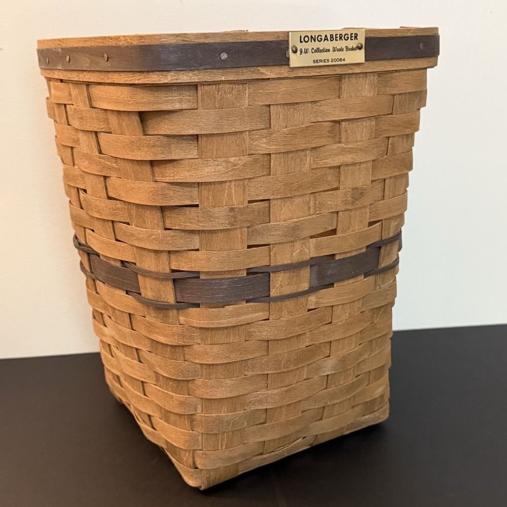Rare 1984 Longaberger J.W. Collection Waste Basket #20084 3 Family Signatures